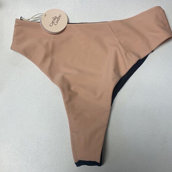 Camila Coelho Andres High Waist Bottom in Black & Nude Large NWT (2-16) - Picture 5 of 7